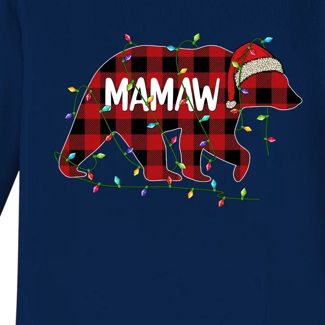 Merry Christmas Mamaw Bear Santa Light Family Xmas Pajama Gift Baby Long Sleeve Bodysuit