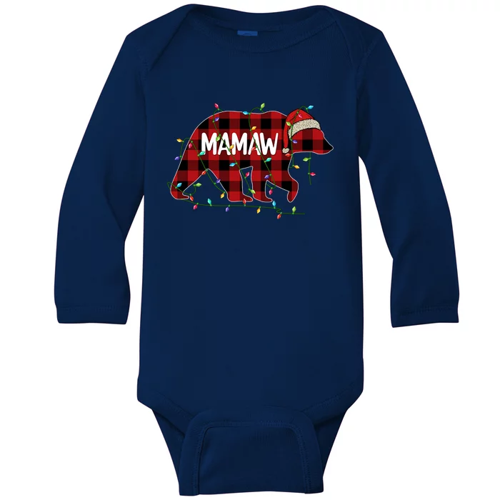 Merry Christmas Mamaw Bear Santa Light Family Xmas Pajama Gift Baby Long Sleeve Bodysuit