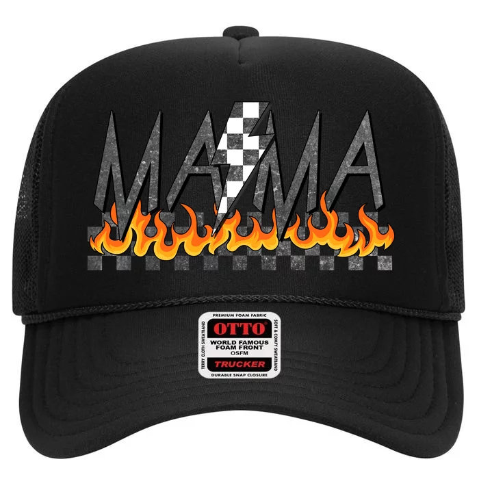 Mama Checkered Mom Rocker Mother's Day High Crown Mesh Trucker Hat