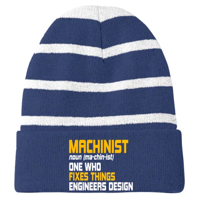 Machinist CNC Machine Tools Profession Machinery Operator Striped Beanie with Solid Band