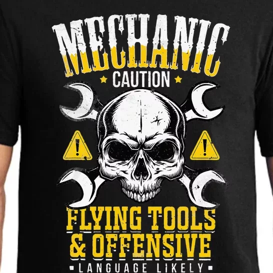 Mechanic Caution Message Funny Auto Mechanic Pajama Set