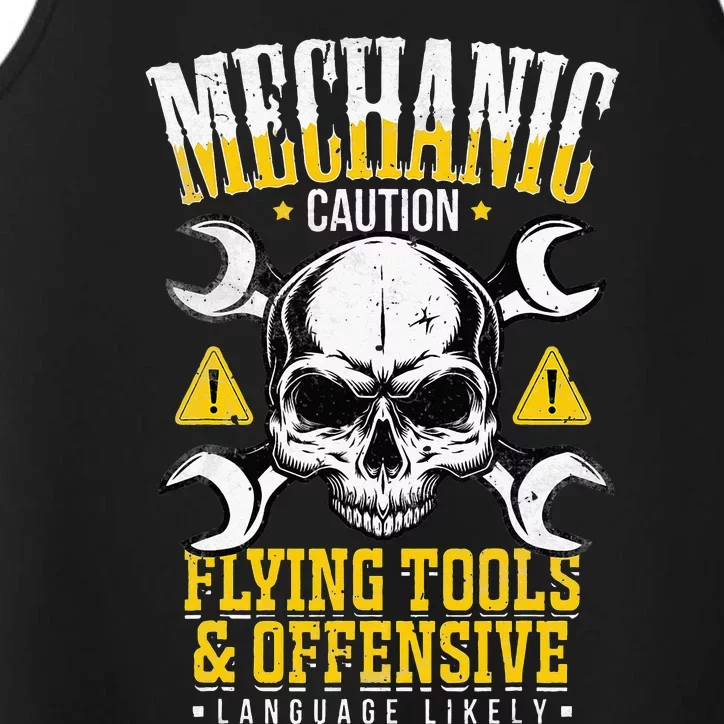 Mechanic Caution Message Funny Auto Mechanic Performance Tank