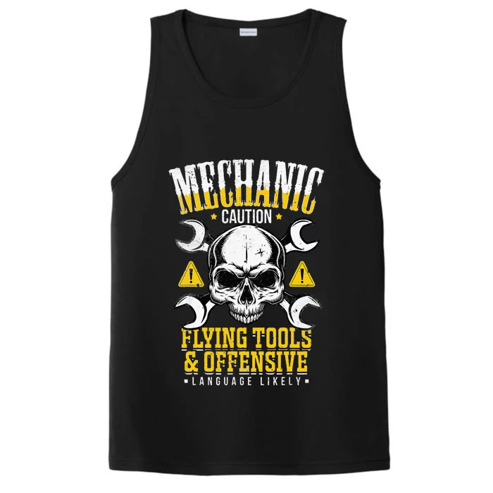 Mechanic Caution Message Funny Auto Mechanic Performance Tank