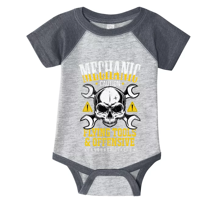 Mechanic Caution Message Funny Auto Mechanic Infant Baby Jersey Bodysuit