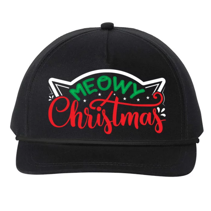 Meowy Christmas Snapback Five-Panel Rope Hat