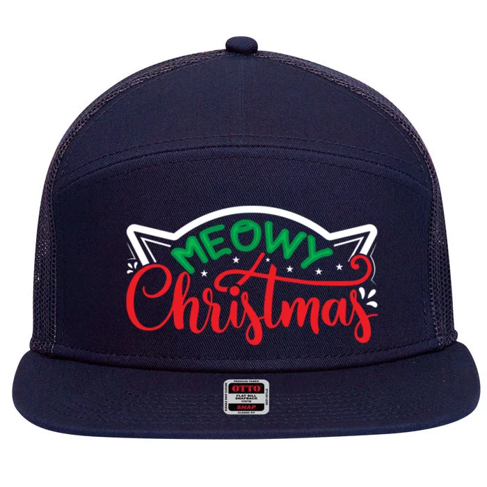 Meowy Christmas 7 Panel Mesh Trucker Snapback Hat