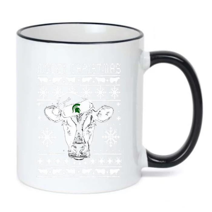 Mooey Christmas Michigan State Farmer Ugle Animals Cow Black Color Changing Mug