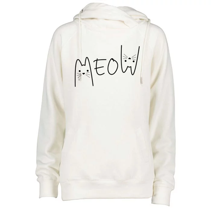 Meow Cagift Meow Kitty Funny Cats Mom And Cat Dad Meaningful Gift Womens Funnel Neck Pullover Hood