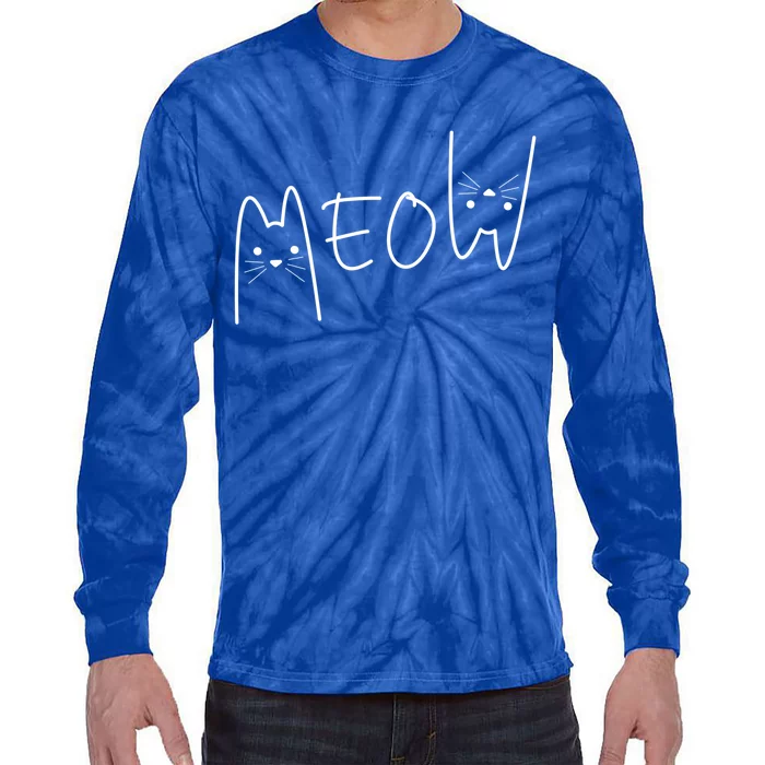 Meow Cagift Meow Kitty Funny Cats Mom And Cat Dad Meaningful Gift Tie-Dye Long Sleeve Shirt