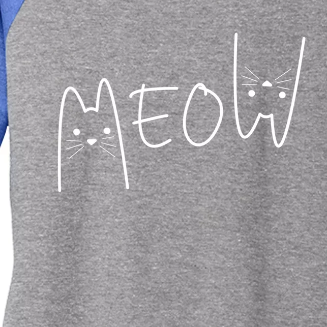 Meow Cagift Meow Kitty Funny Cats Mom And Cat Dad Meaningful Gift Women's Tri-Blend 3/4-Sleeve Raglan Shirt