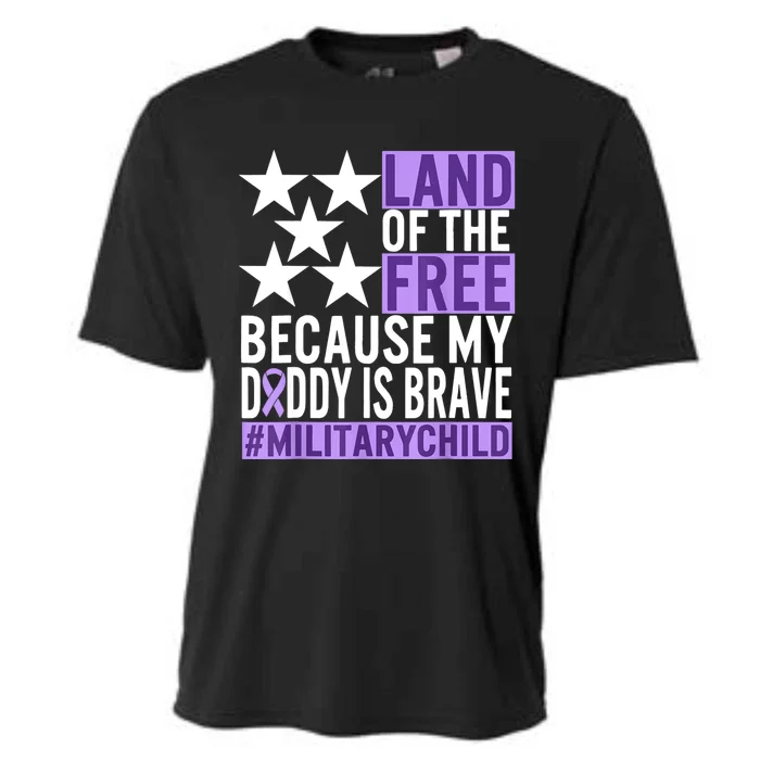 Military Child Month Purple Up Land Of The Free Daddy Brave Cooling Performance Crew T-Shirt