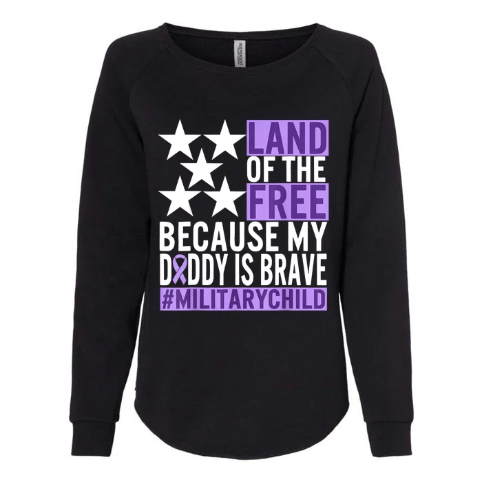 Military Child Month Purple Up Land Of The Free Daddy Brave Womens California Wash Sweatshirt