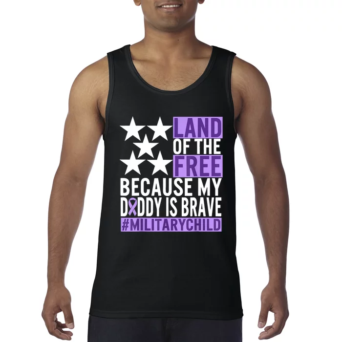 Military Child Month Purple Up Land Of The Free Daddy Brave Tank Top