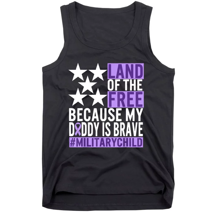 Military Child Month Purple Up Land Of The Free Daddy Brave Tank Top