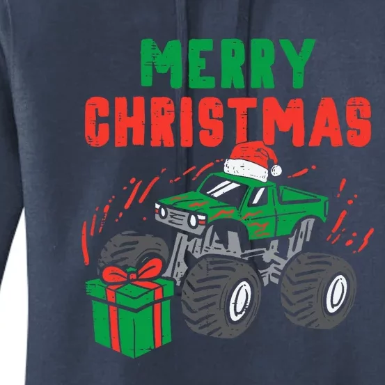 Merry Christmas Monster Truck Boy Xmas Winter Women's Pullover Hoodie