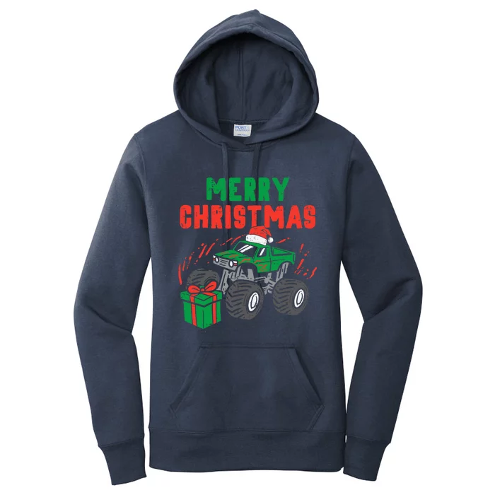 Merry Christmas Monster Truck Boy Xmas Winter Women's Pullover Hoodie