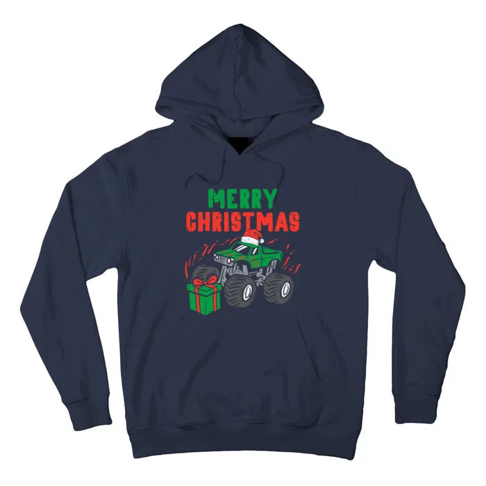 Merry Christmas Monster Truck Boy Xmas Winter Tall Hoodie