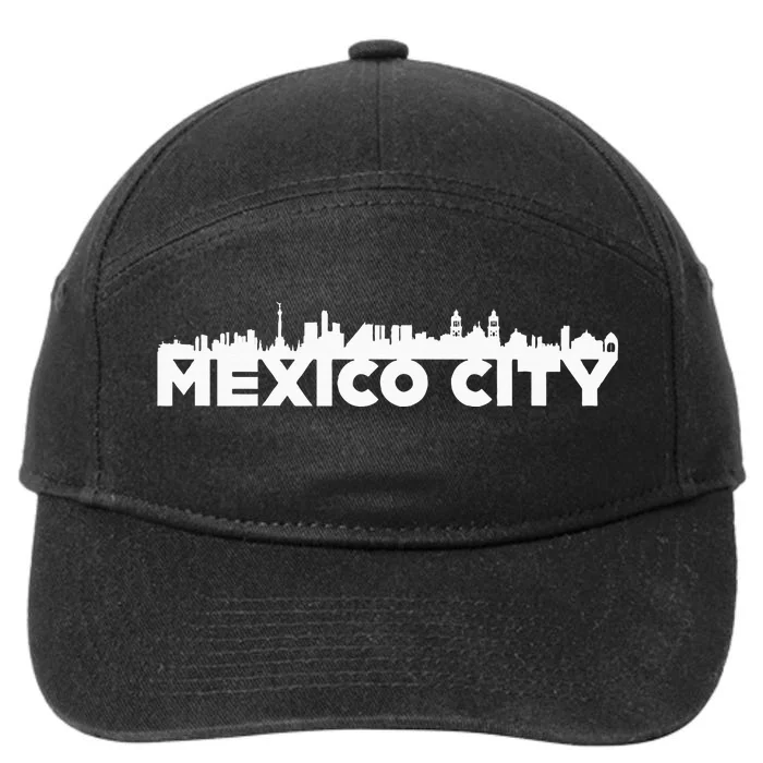 Mexico City Mexico City Skyline Silhouette Outline Sketch 7-Panel Snapback Hat