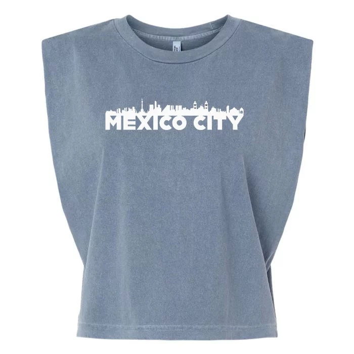 Mexico City Mexico City Skyline Silhouette Outline Sketch Garment-Dyed Women's Muscle Tee