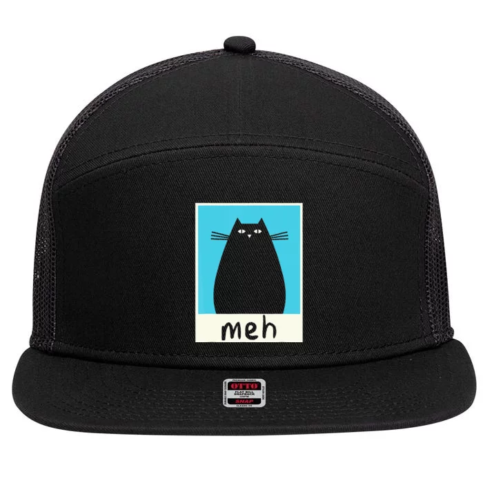 Meh Cat Meow Kitty Cat Lover Japanese Cat Kawaii Anime 7 Panel Mesh Trucker Snapback Hat