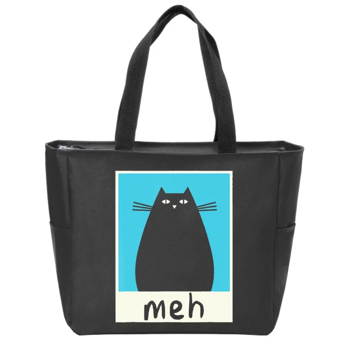 Meh Cat Meow Kitty Cat Lover Japanese Cat Kawaii Anime Zip Tote Bag