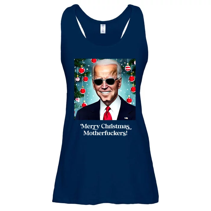 Merry Christmas Motherfuckers Funny Joe Biden Dark Brandon Christmas Holiday Ladies Essential Flowy Tank