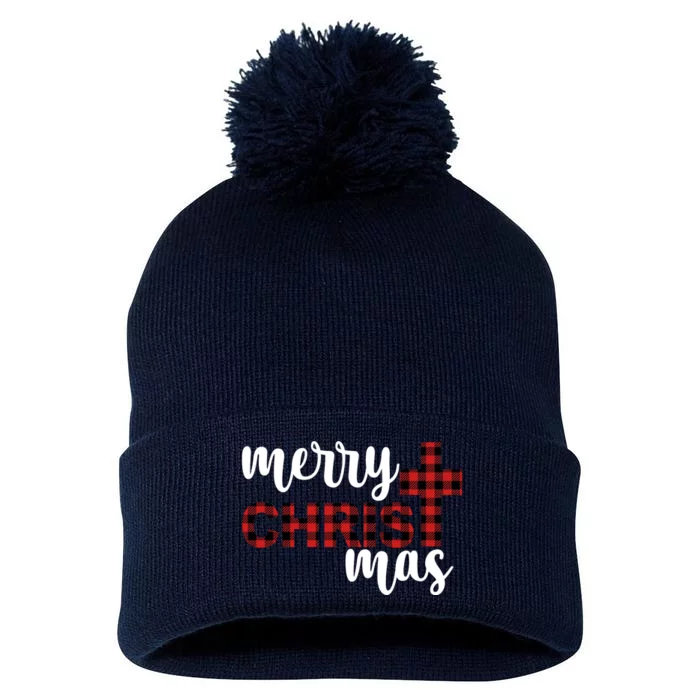 Merry Christ Mas Jesus Birthday Christmas Pom Pom 12in Knit Beanie