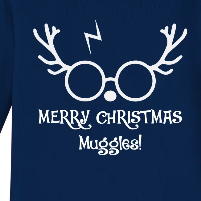 Merry Christmas Muggles Funny Christmas Baby Long Sleeve Bodysuit