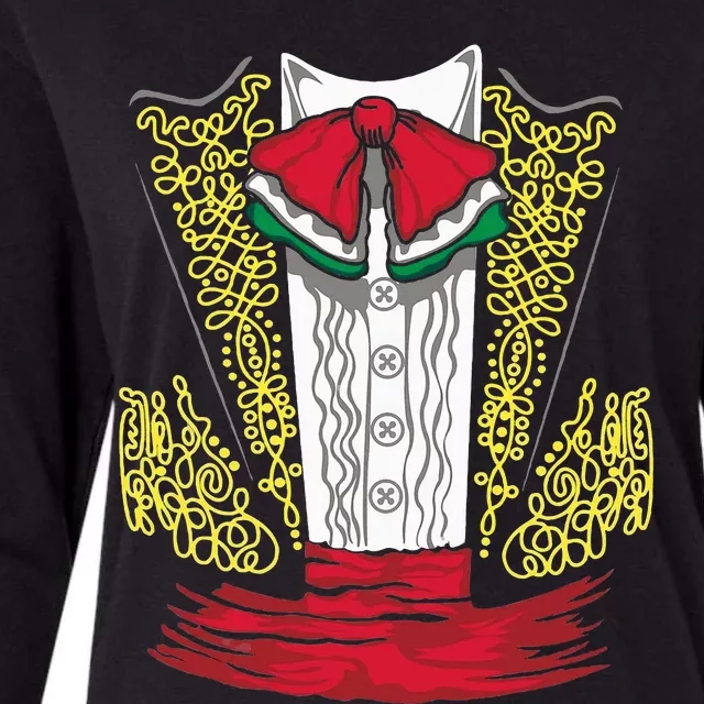 Mariachi Charro Mexican Costume For Dia De Los Muertos Womens Cotton Relaxed Long Sleeve T-Shirt