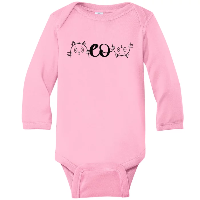 Meow Cat Meow Kitty Funny Cats Animal Lover Awesome Cute Baby Long Sleeve Bodysuit