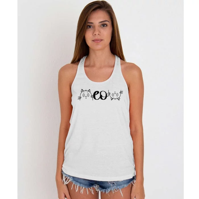 Meow Cat Meow Kitty Funny Cats Animal Lover Awesome Cute Women's Knotted Racerback Tank