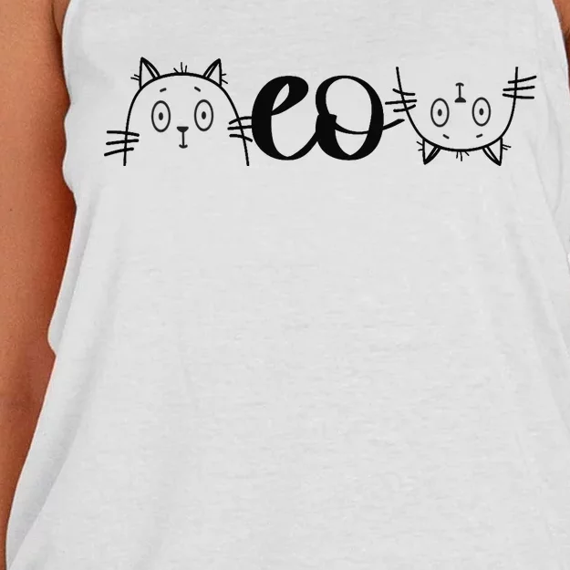 Meow Cat Meow Kitty Funny Cats Animal Lover Awesome Cute Women's Knotted Racerback Tank