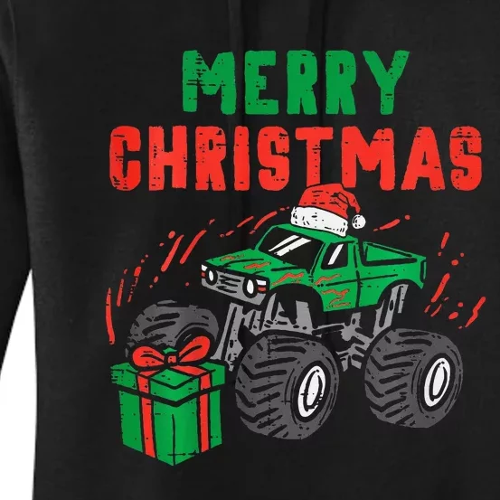 Merry Christmas Monster Truck Xmas Winter Women's Pullover Hoodie