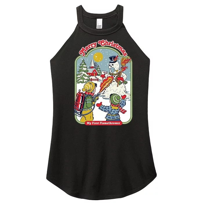 Merry Christmas My First Flamethrower Women’s Perfect Tri Rocker Tank