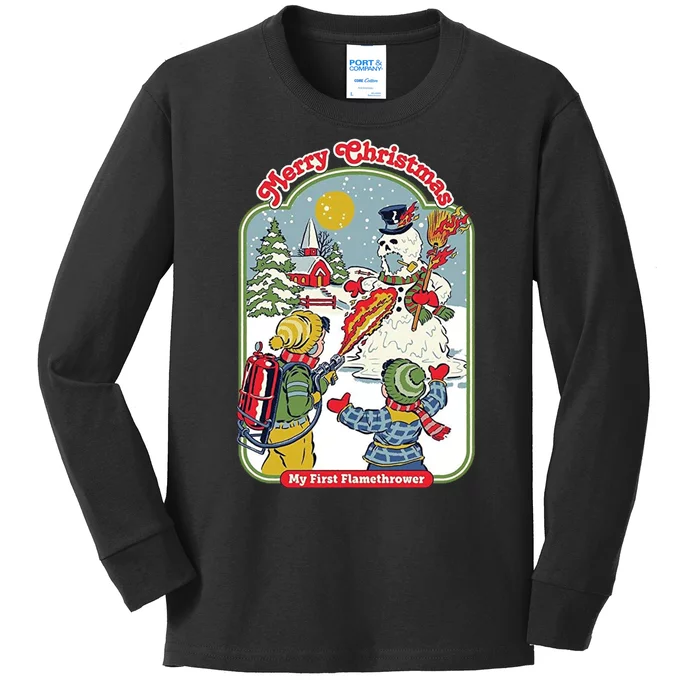 Merry Christmas My First Flamethrower Kids Long Sleeve Shirt