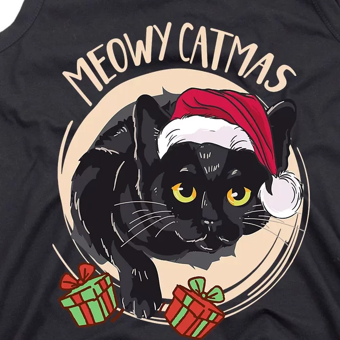 Meowy Catmas Merry Catmas Black Cat Christmas Funny Xmas Tank Top