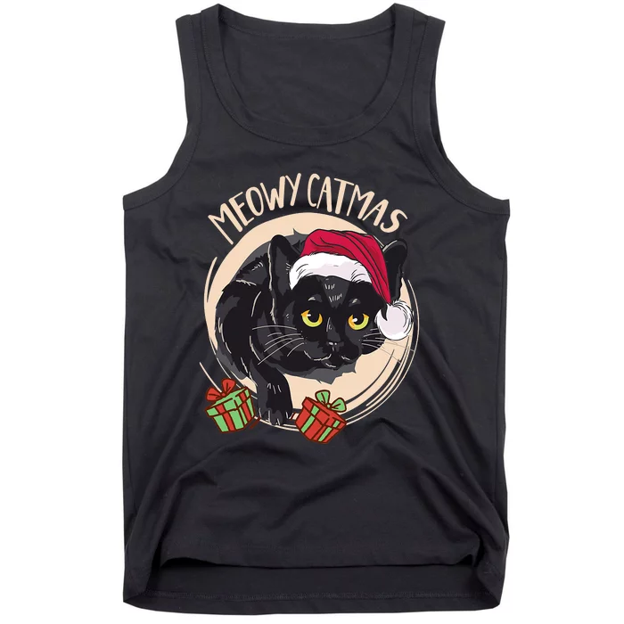 Meowy Catmas Merry Catmas Black Cat Christmas Funny Xmas Tank Top