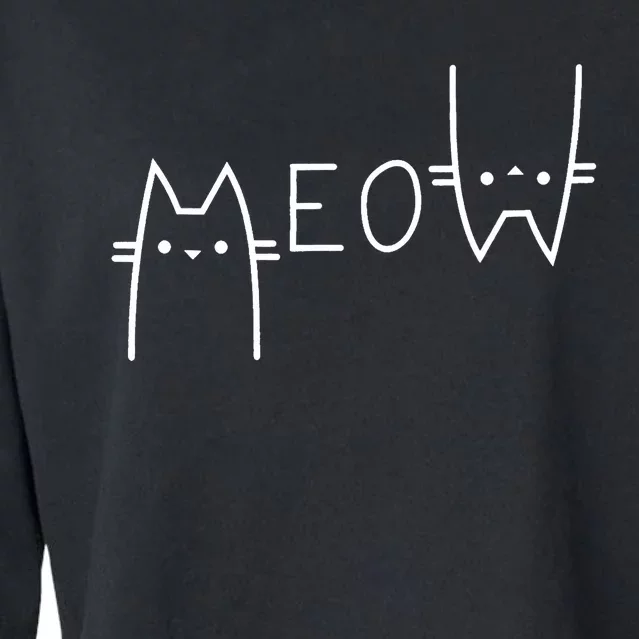 Meow Cat Meow Kitty Funny Cats Mom And Cat Dad Cropped Pullover Crew