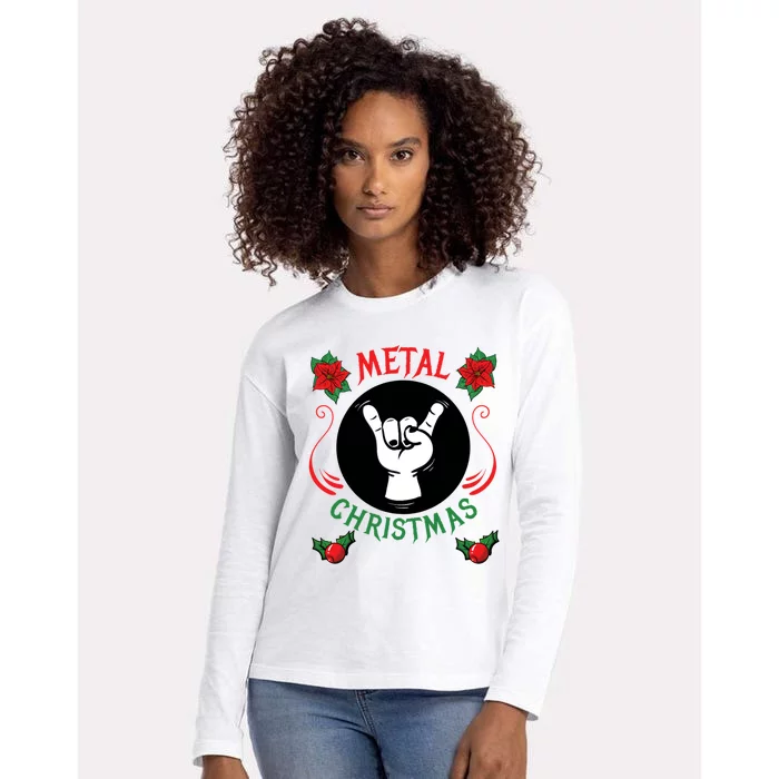 Metal Christmas Womens Cotton Relaxed Long Sleeve T-Shirt