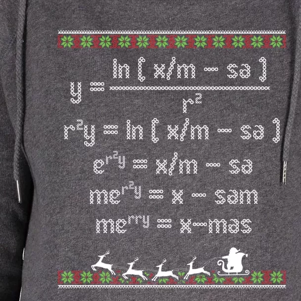 Merry Christmas Math Equation Ugly Christmas Fun Math Cute Gift Womens Funnel Neck Pullover Hood