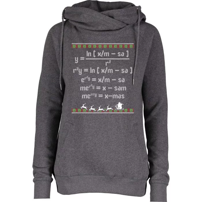 Merry Christmas Math Equation Ugly Christmas Fun Math Cute Gift Womens Funnel Neck Pullover Hood