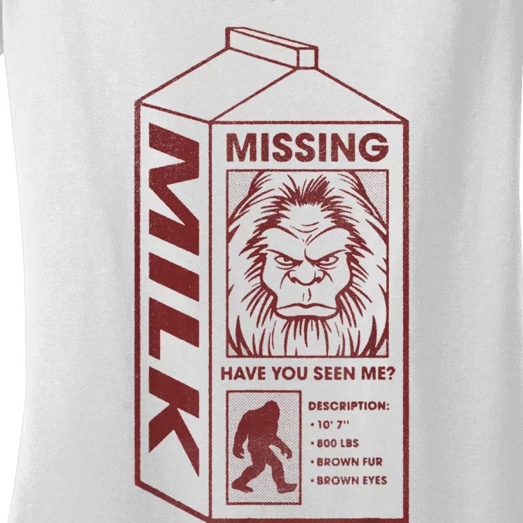 Milk Carton Missing Bigfoot Women's V-Neck T-Shirt