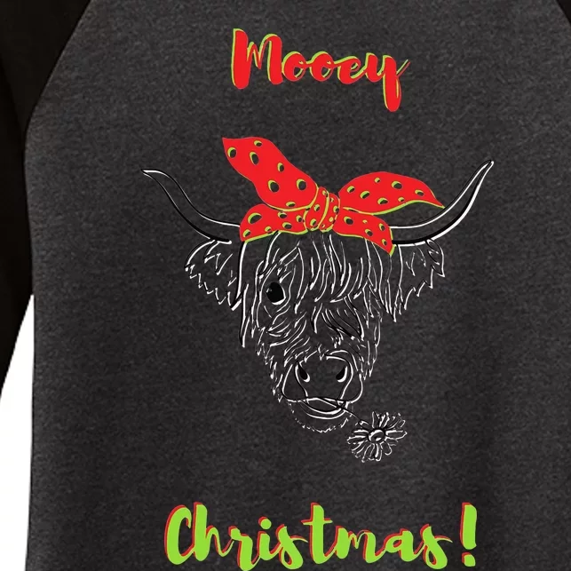 Mooey Christmas Women's Tri-Blend 3/4-Sleeve Raglan Shirt