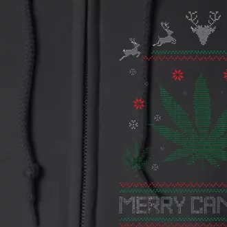 Merry Cannabis Marijuana Ugly Christmas Sweater Stoner Full Zip Hoodie