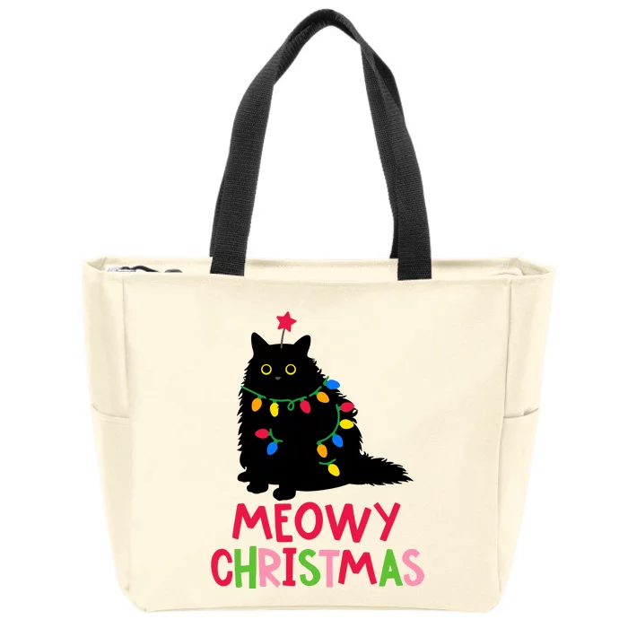 Meowy Christmas Zip Tote Bag