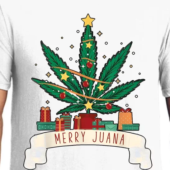 Merry Christmas Marijuana Tree Funny Cannabis Weed Pajama Set