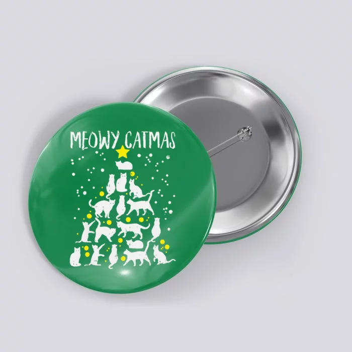 Merry Catmas Meow Christmas Tree Catmas Cat Christmas Xmas Button