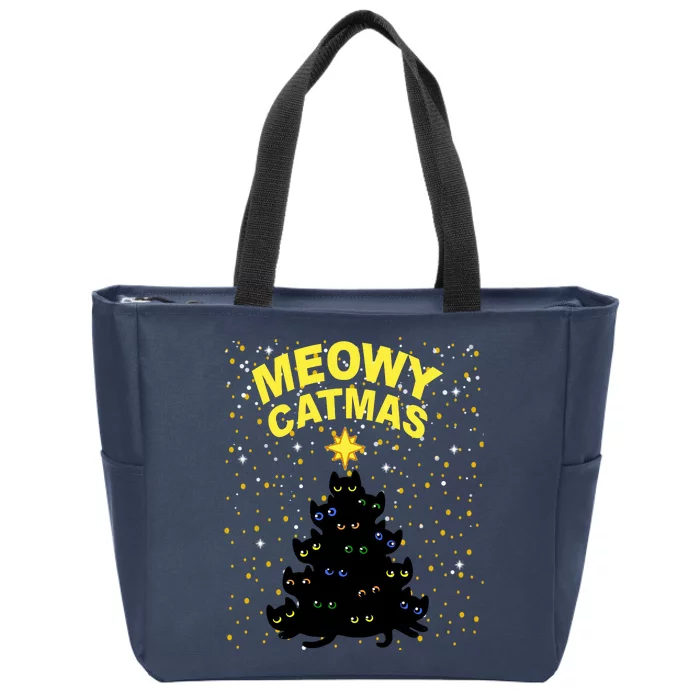 Meowy Christmas Zip Tote Bag