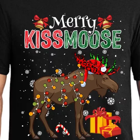 Merry Christmas Moose Costume Cute Santa Moose Xmas Lights Meaningful Gift Pajama Set