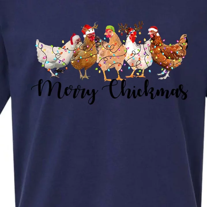 Merry Chickmas Merry Christmas Chicken Christmas Lights Long Sleeve Sueded Cloud Jersey T-Shirt